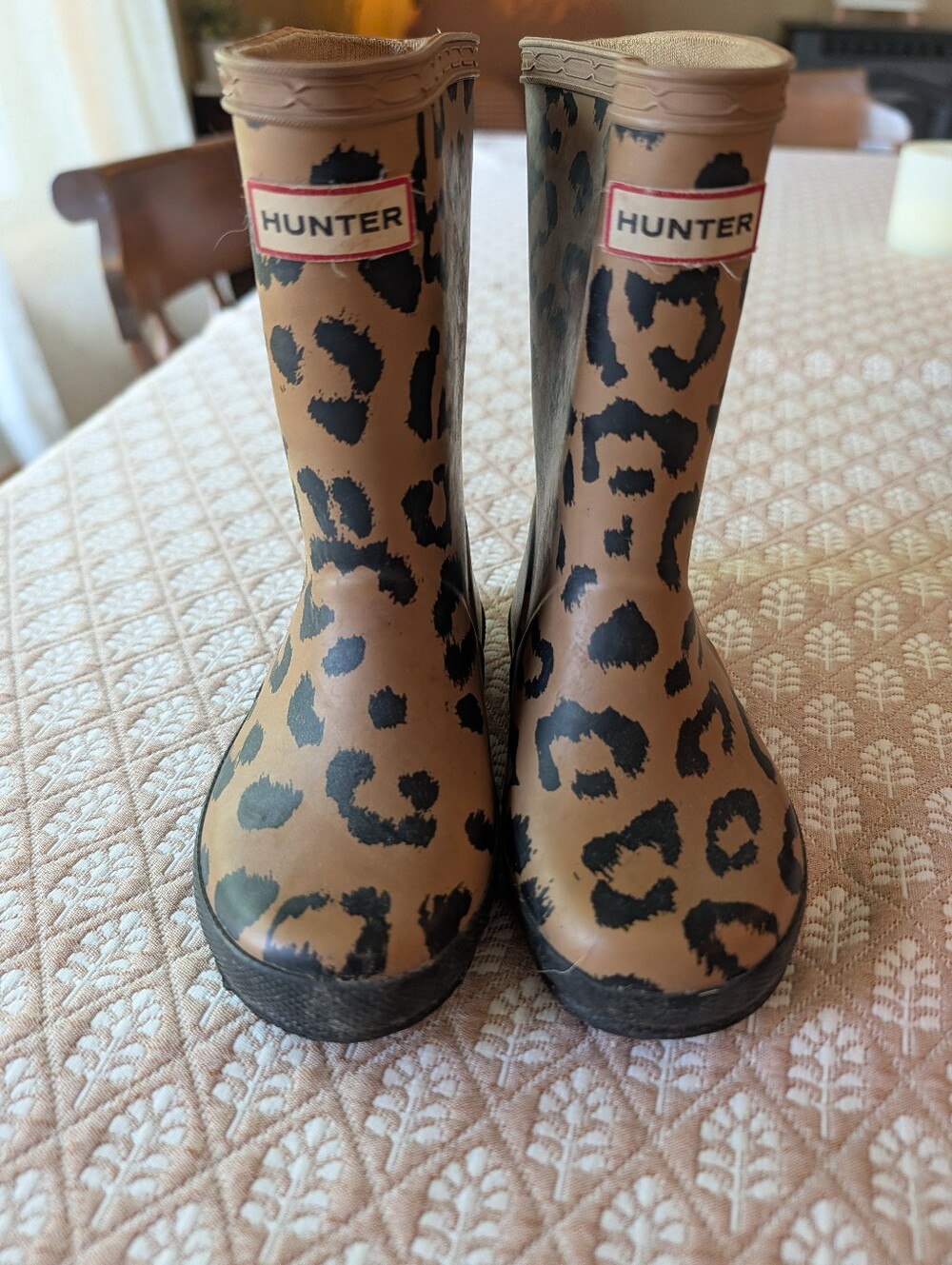 Hunter Kids Leopard Print Rain Boots - Tan/Black